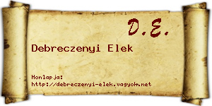 Debreczenyi Elek névjegykártya